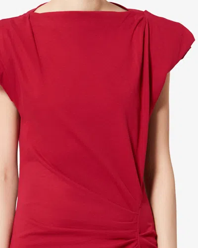 Isabel Marant Nadela Asymmetric Gathered Organic Cotton-jersey Maxi Dress In Red