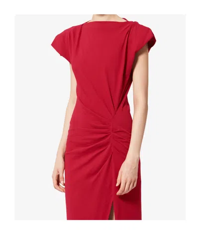 Isabel Marant Nadela Asymmetric Gathered Organic Cotton-jersey Maxi Dress In Red
