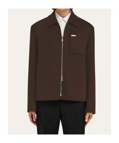 Ferragamo Patch-pocket Zip Jacket In Brown