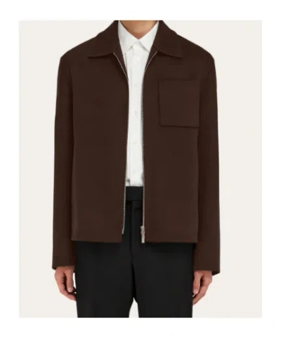 Ferragamo Patch-pocket Zip Jacket In Brown