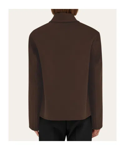 Ferragamo Patch-pocket Zip Jacket In Brown