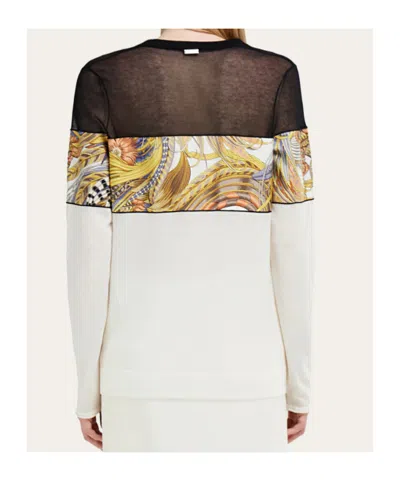 Ferragamo V-neck Cardigan With Silk Inserts In Black