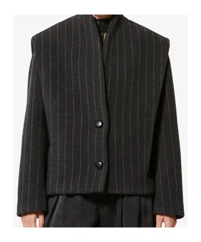 Isabel Marant Dyogo Pinstripe Button Jacket In Multi