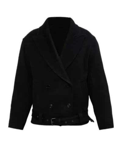 Isabel Marant Long-sleeved Lapel Belted Coat In Black