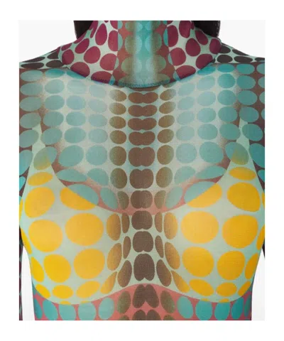 Jean Paul Gaultier Sheer Turtleneck Top Long Sleeves Design In Blue