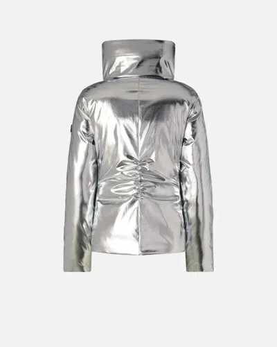 Pinko Short Down Jacket With Mirror Effect In Gray
