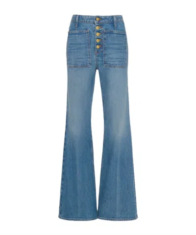 Ulla Johnson Lou Button Fly High-waisted Flared Jeans In Blue