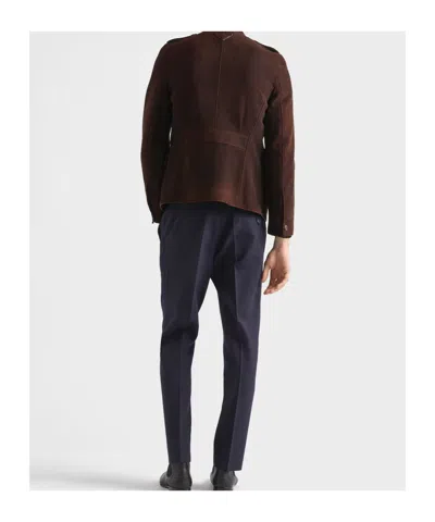 Prada Suede Jacket In Brown