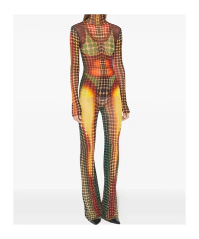 Jean Paul Gaultier Reedition High Waist Flare Trousers Stretch In Multi