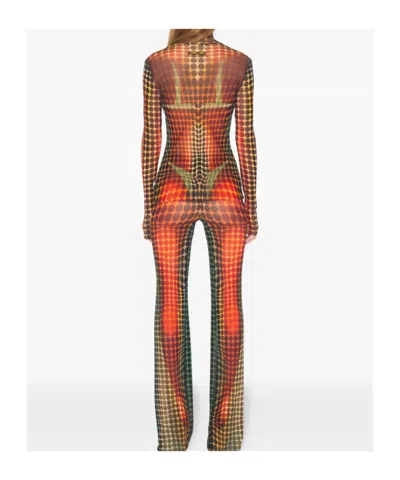 Jean Paul Gaultier Reedition High Waist Flare Trousers Stretch In Multi