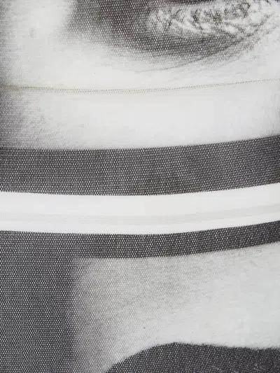 Jean Paul Gaultier Mesh Tank Dress Eyes Lips Print In Black