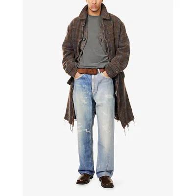 Our Legacy Mens Digital Denim Print Third Cut Faded-wash Denim Jeans In Blue