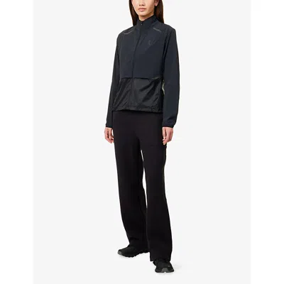 On Womens Black Weather Logo-print Shell Jacket In Blue