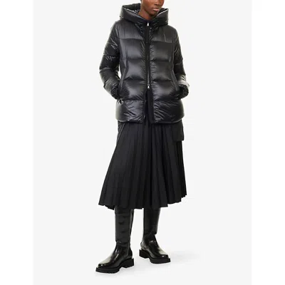 Moncler Womens Black Serittes Hooded Shell-down Jacket Xs In Black