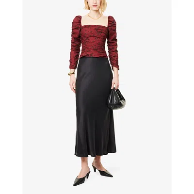 Reformation Womens Paramour Joi Gathered Stretch-cotton Top In Red