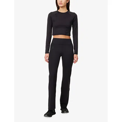 On Womens Black Studio Flare Stretch-woven Trousers In Black