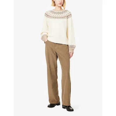 Paige Womens Ivory Multi Misha Fair Isle Knitted Jumper In Brown