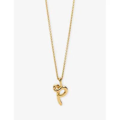 Missoma Womens Gold P Curly Molten Mini Initial 18ct Yellow-gold Vermeil Necklace In Gold