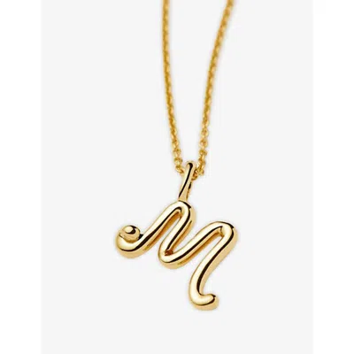 Missoma Womens Gold M Curly Molten Mini Initial 18ct Yellow-gold Vermeil Necklace In Gold