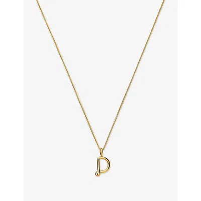Missoma Womens Gold D Curly Molten Mini Initial 18ct Yellow-gold Vermeil Necklace In Burgundy