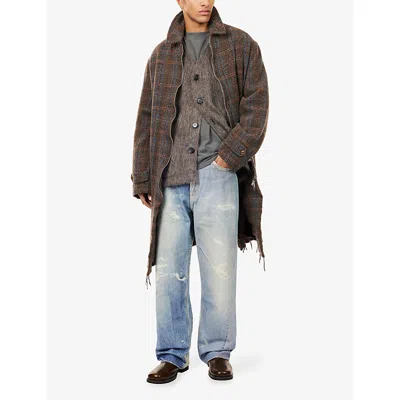 Our Legacy Mens Mole Grey V-neck Patch-pocket Wool-alpaca Blend Cardigan In Brown