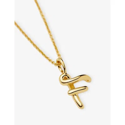 Missoma Womens Gold F Curly Molten Mini Initial 18ct Yellow-gold Vermeil Necklace In Brown