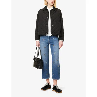 Weekend Max Mara Omens Black Quilted Short Shell Jacket In Black