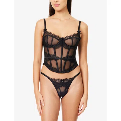 Lounge Womens Black Zendaya Lace Thong Xs In Black