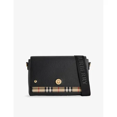 Burberry Womens Black Note Leather Cross-body Bag In Black