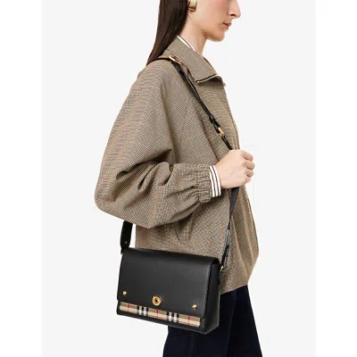 Burberry Womens Black Note Leather Cross-body Bag In Black
