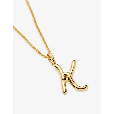 Missoma Womens Gold K Curly Molten Mini Initial 18ct Yellow-gold Vermeil Necklace In Burgundy