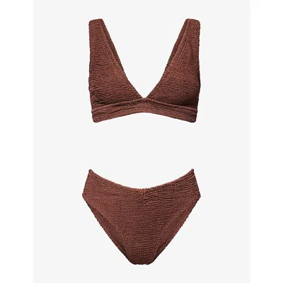 Hunza G Womens Metallic Chocolate Angel Bikini Set In Multi