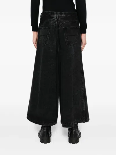 Songzio Wide Wrap Crop Jeans In Black