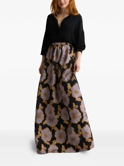 St John Sharon Button Silk Crepon Blouse In Black