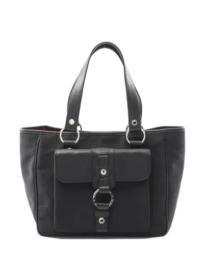 Pre-owned Bvlgari 2000s Logomania Zip-top Tote Bag In Black