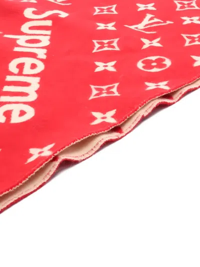 Pre-owned Louis Vuitton 2017 X Supreme Monogram Scarf In Red