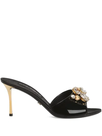 Dolce & Gabbana 75mm Crystal-embellished Heeled Mules In Black