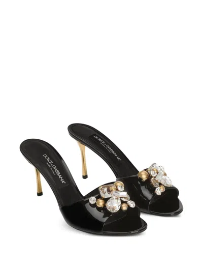 Dolce & Gabbana 75mm Crystal-embellished Heeled Mules In Black