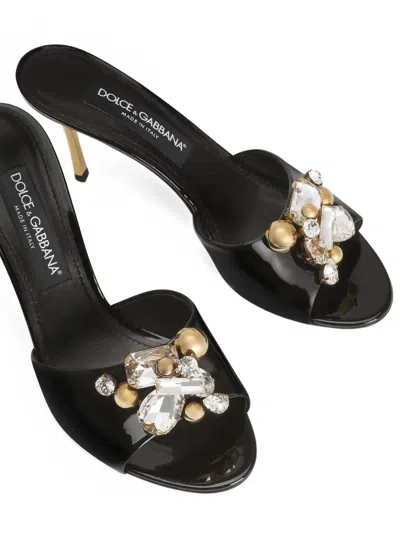 Dolce & Gabbana 75mm Crystal-embellished Heeled Mules In Black
