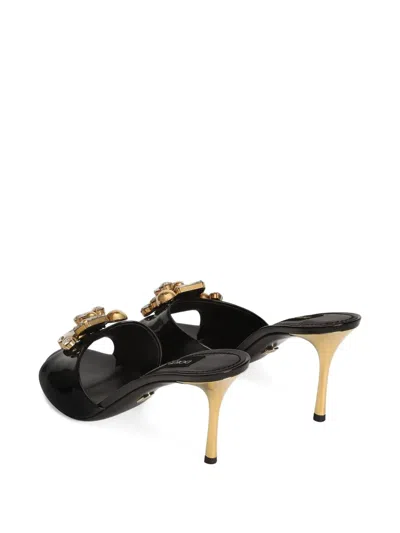 Dolce & Gabbana 75mm Crystal-embellished Heeled Mules In Black