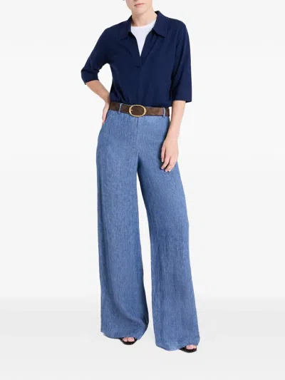 Twp V-neck Polo Shirt In Blue