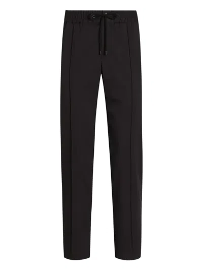 Dolce & Gabbana Straight Leg Trousers Crease Detailing Pockets In Blue