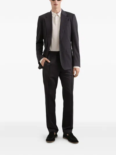 Dolce & Gabbana Straight Leg Trousers Crease Detailing Pockets In Blue