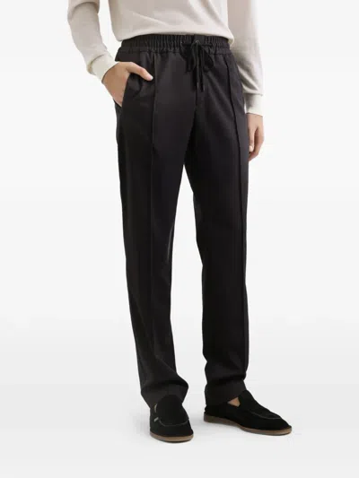Dolce & Gabbana Straight Leg Trousers Crease Detailing Pockets In Blue