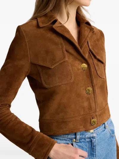 St John St. John Authentic Suede Jacket In Brown