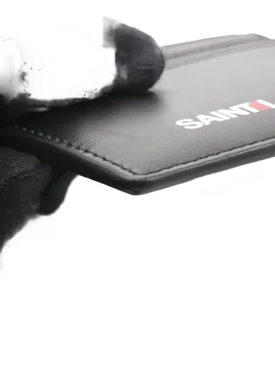 Pre-owned Saint Laurent 2010s Logo Leather Wallet In Black