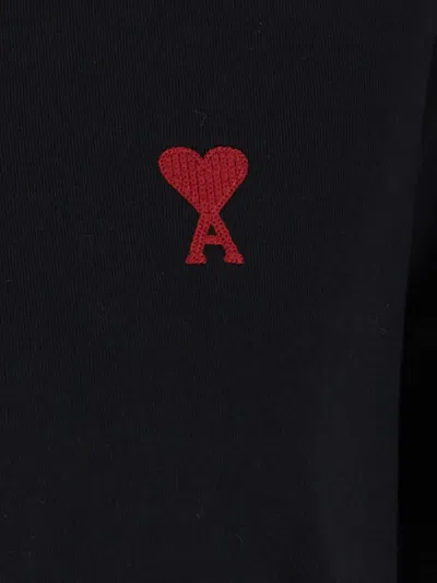 Ami Alexandre Mattiussi Ami Paris Men Black T-shirt With Ami De Coeur Embroidery On The Front In Cotton Man