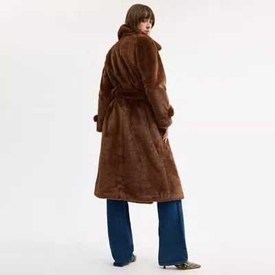 Coach Faux Fur Teddy Coat In Recycled Polyester In Brown