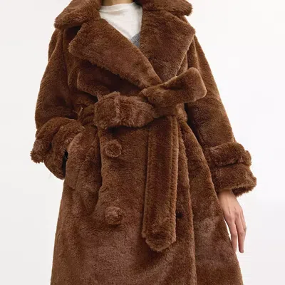 Coach Faux Fur Teddy Coat In Recycled Polyester In Brown
