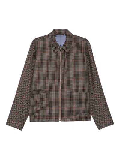 Paul Smith Checked-pattern Zip-fastening Overshirt In Brown